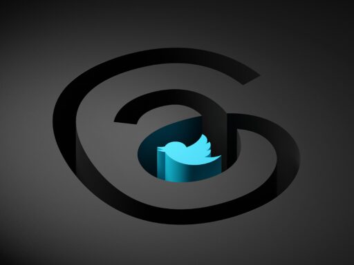 a blue twitter logo on a black background