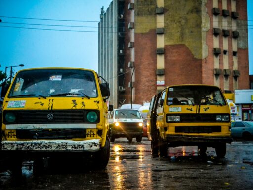 yellow vehicles during daytime